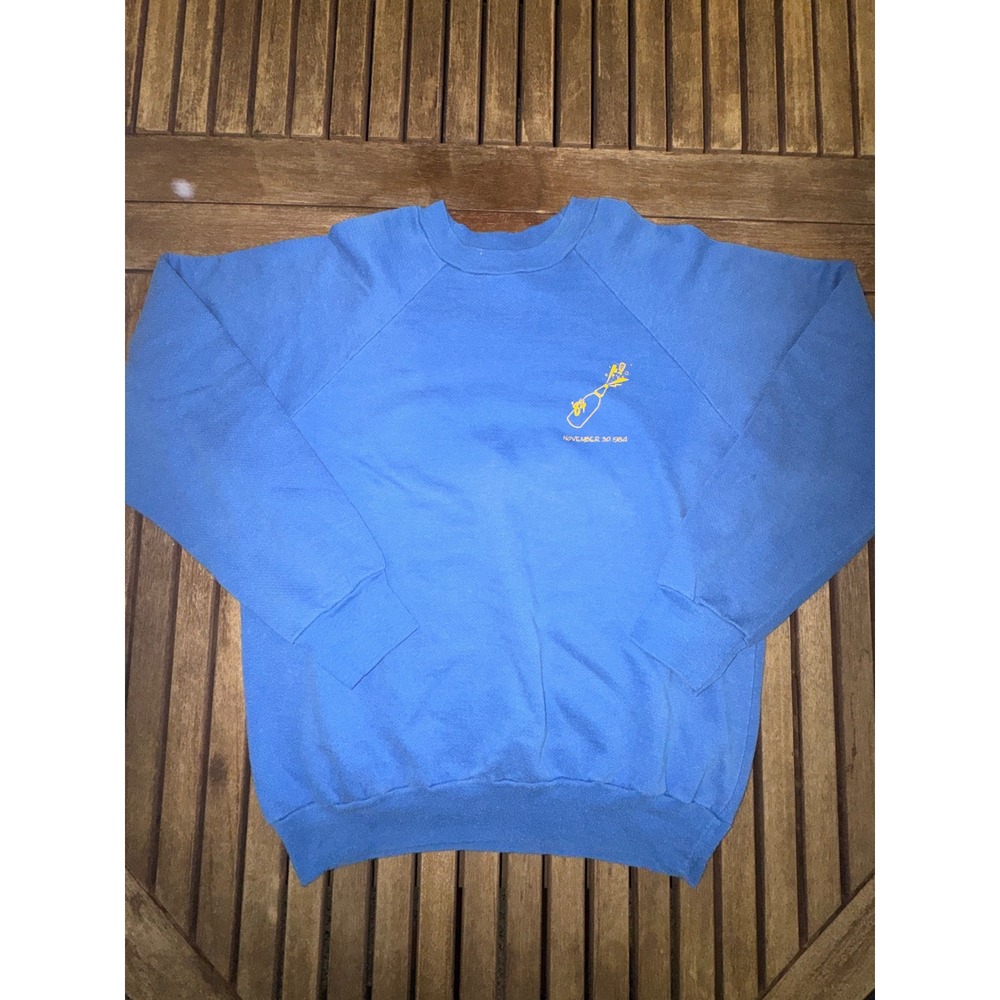 Vintage 1984 Alpha Chi Omega Sorority Sweatshirt Mock New Years Eve Raglan L USA